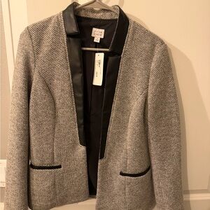 NEW! Peyton Jensen Wicker Park Blazer Textured Gray Blazer with Black Accents
